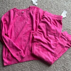 New! Matching set joggers & sweatshirt pink garmet died size large tall